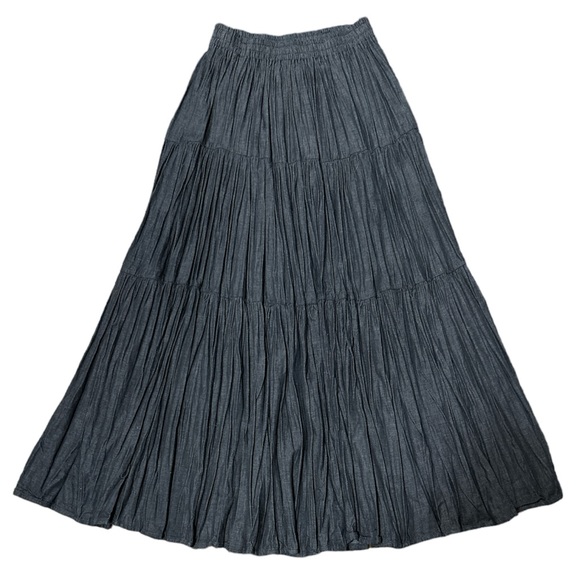 Women's Ankle Length Tiered Long Denim Prairie Skirt